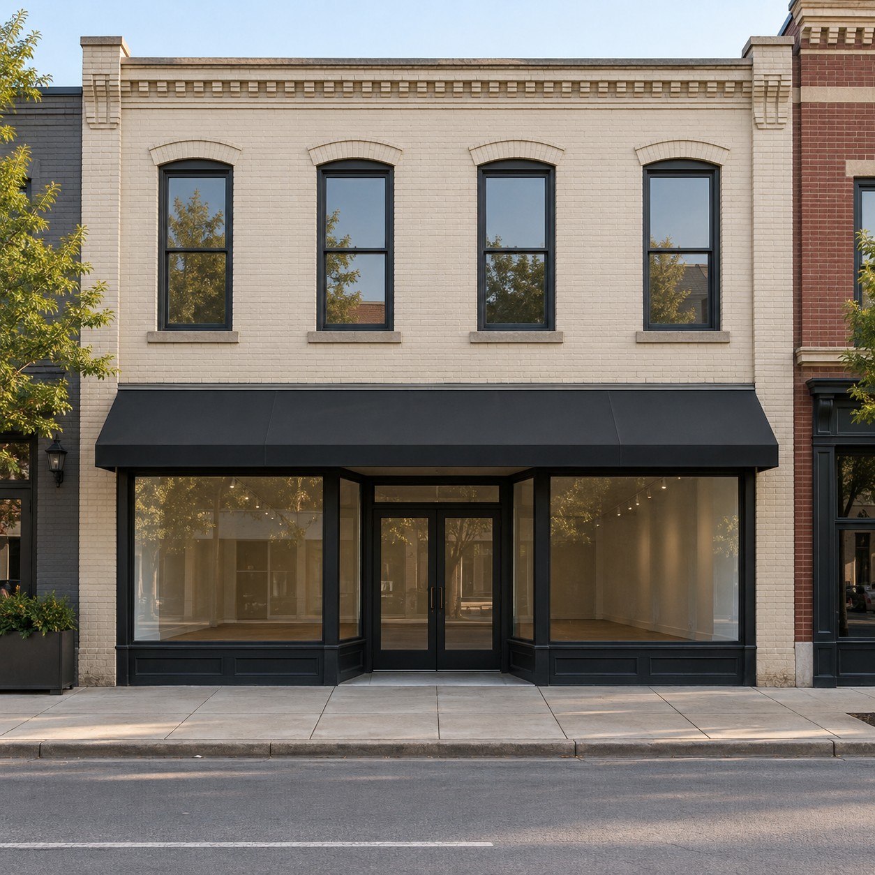 Illustrative modern storefront on a city street